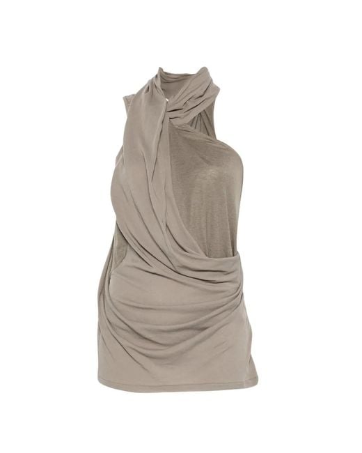 Entire studios Natural Sleeveless Draped-Design Top
