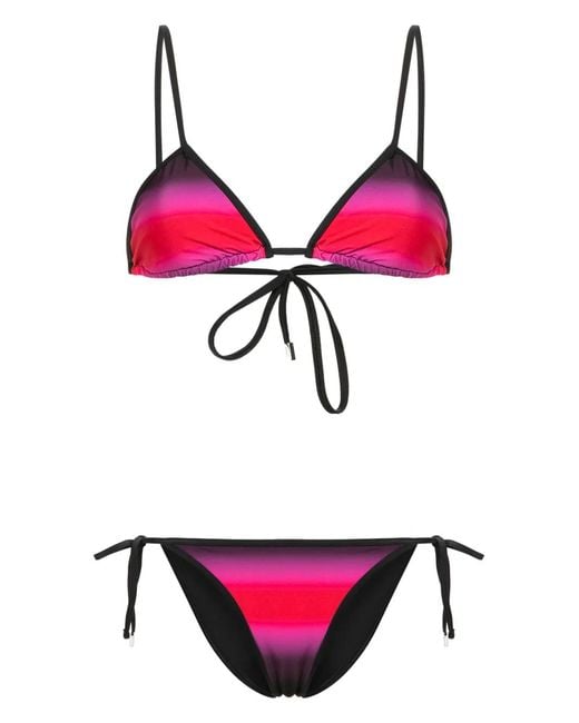 The Attico Red Gradient-Effect Bikini