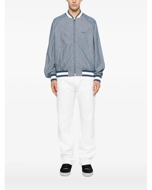 Givenchy Blue Logo-Embroidered Striped-Pattern Jacket for men
