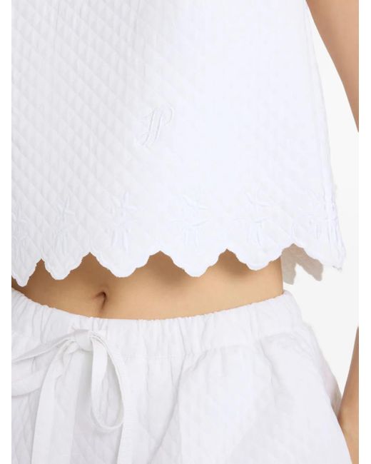 Patou White Quilted Crop Top