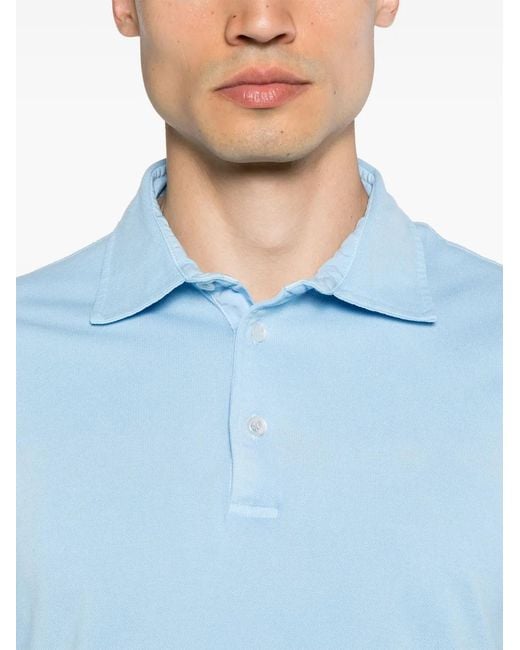 Fedeli Blue Short-Sleeve Piqué Polo Shirt for men