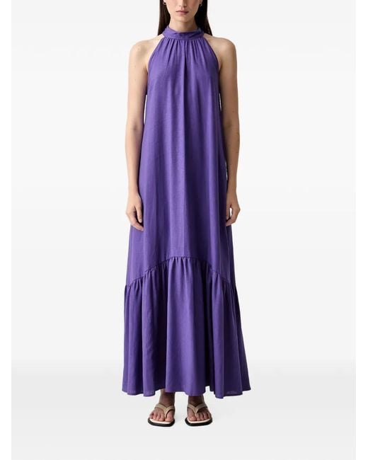 ViCOLO Purple Bow-Detail Maxi Dress