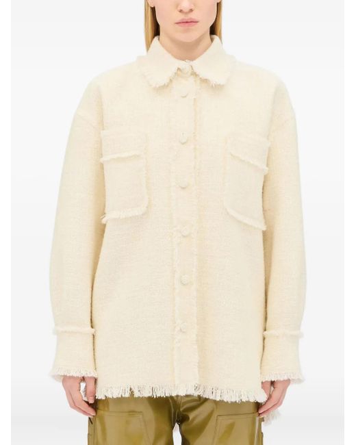 MSGM Natural Frayed-Edge Shirt