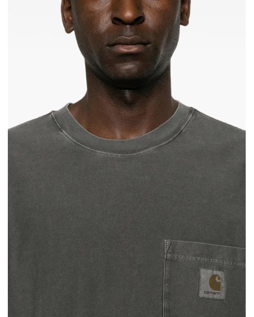Carhartt Gray Logo-Patch Pocket T-Shirt for men