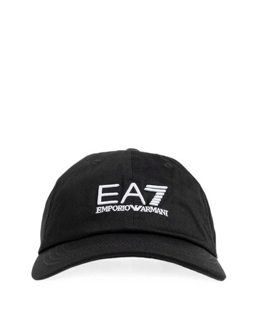 EA7 Black Logo-Embroidered Baseball Cap
