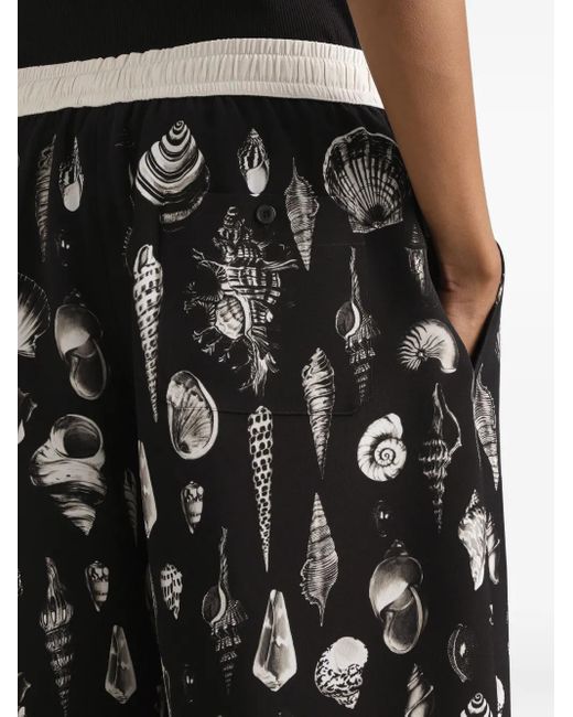 Dolce & Gabbana Black Seashell-Print Drawstring Shorts for men