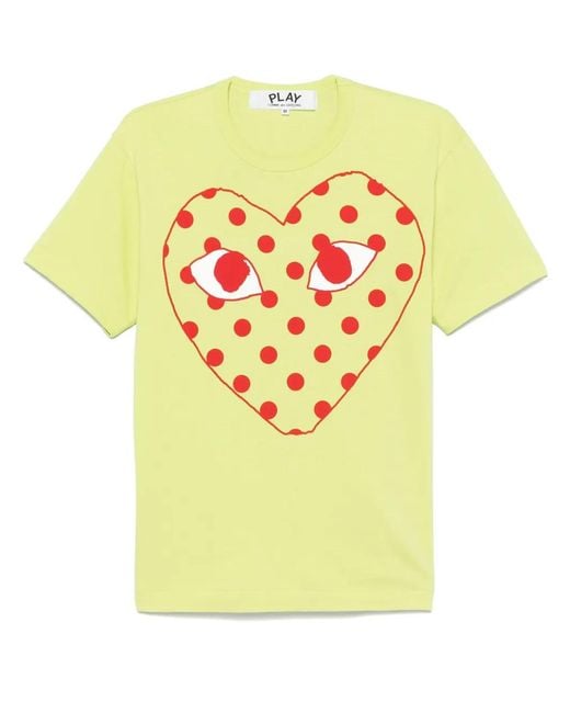 COMME DES GARÇONS PLAY Yellow Logo-Print T-Shirt