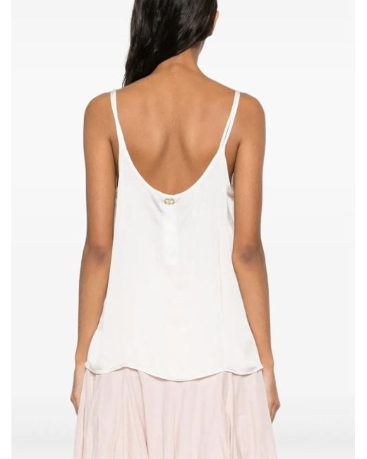 Twinset White Embroidered Satin Top