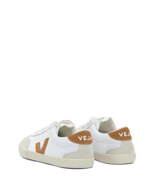Veja White Volley Logo-Patch Suede-Panel Sneakers for men