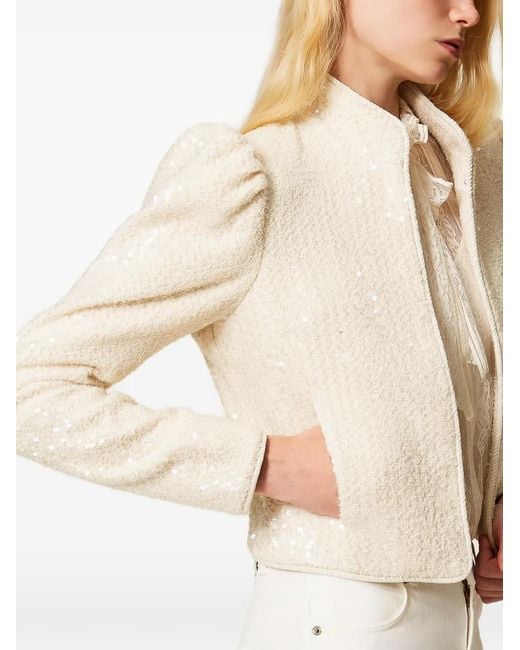 Twinset Natural Bouclé Sequin Jacket