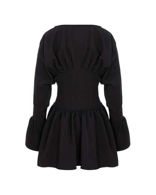 Hamza Black Flared-Sleeves Dress