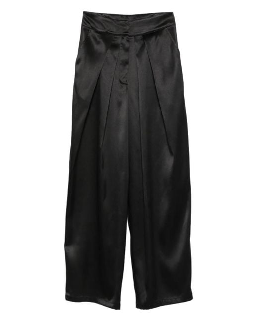 RHIZOME Black Romanain Taffeta Pleated Trousers
