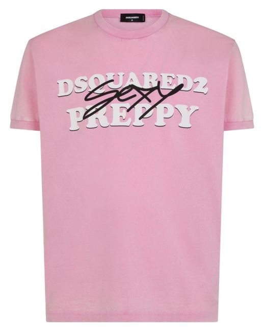 DSquared² Pink Logo-print Cotton T-shirt for men