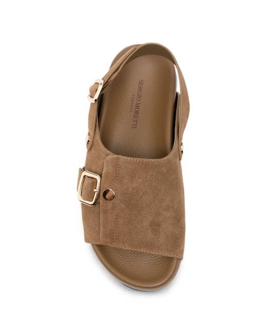 SERGIO MORETTI FIRENZE Brown Buckle-Fastening Slingback Sandals