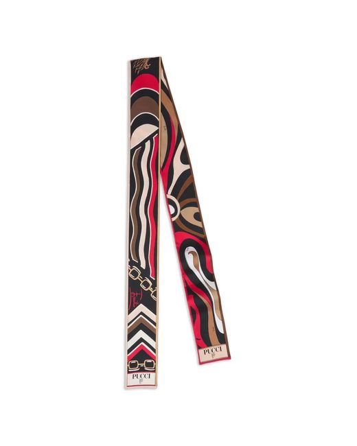 Emilio Pucci White Abstract-Pattern Silk Scarf