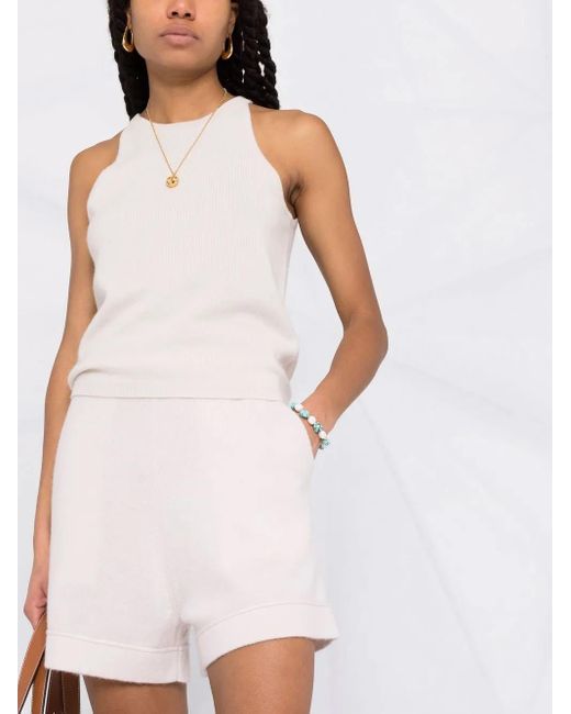 Allude Pink High-Waisted Knitted Shorts