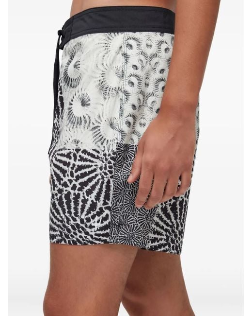Osklen Gray Patchwork Floral Shorts for men