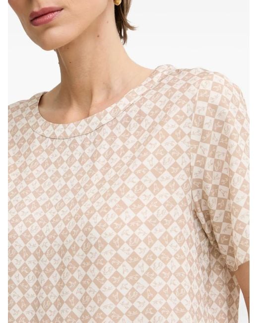 Trussardi Natural Geometric-Print Short-Sleeve T-Shirt