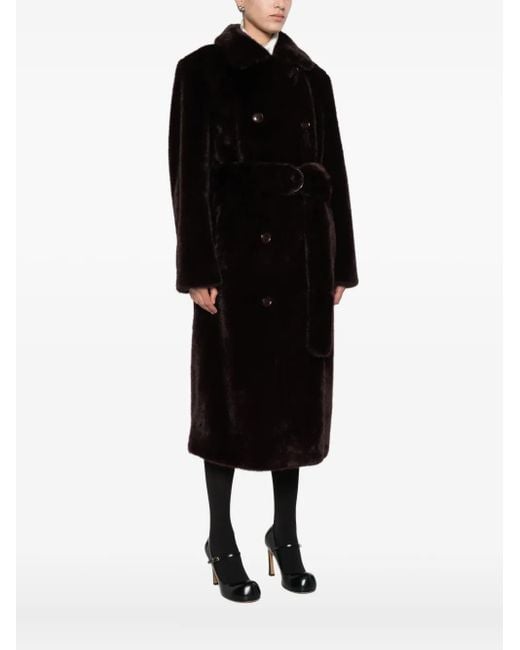 Stand Studio Black Button Belted-Waist Coat