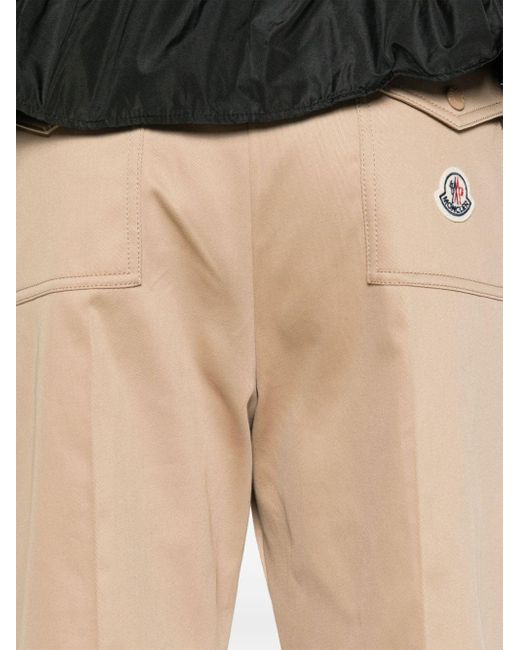Pantalones ajustados de talle alto Moncler de color Natural