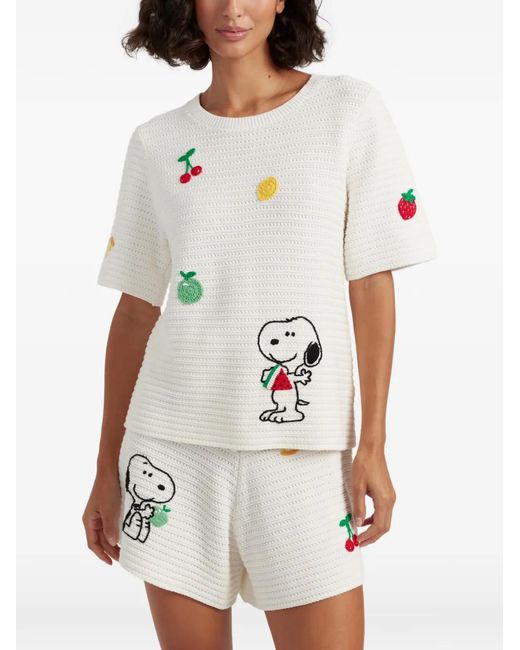Chinti & Parker White Snoopy Crochet T-Shirt