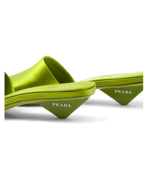 Prada Green 35mm Triangle-heel Satin Mules