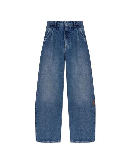 Off-White c/o Virgil Abloh Blue Pleated Wide-Leg Jeans