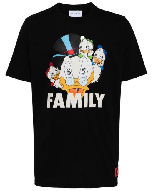 FAMILY FIRST Black Family Graphic-print Cotton T-shirt for men