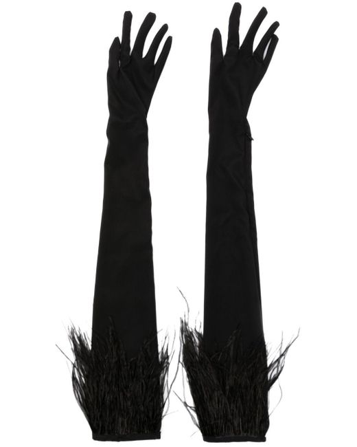 MANURI Black Erika 2.3 Feather-detail Gloves