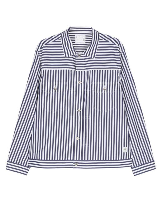 Sacai Blue Striped Cotton Shirt for men
