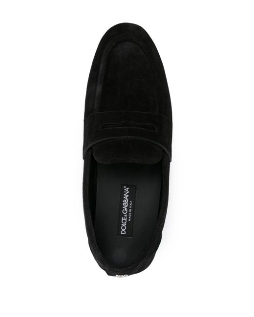 Dolce & Gabbana Suède Loafers Met Logoplakkaat in het Black voor heren