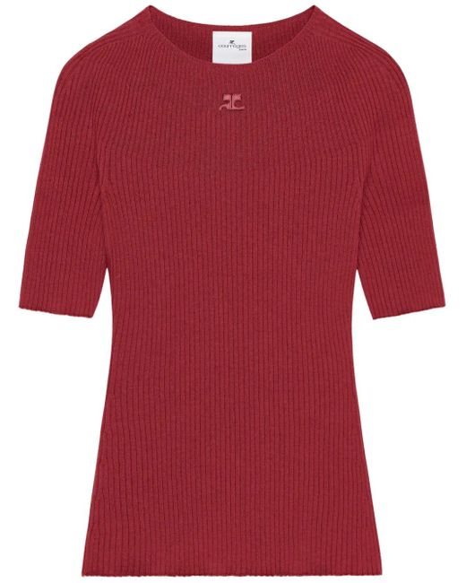 Jersey Solar de canalé Courreges de color Red