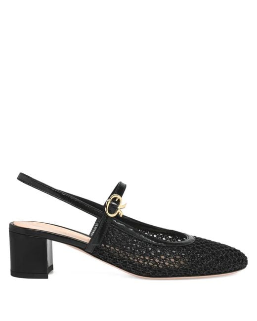 Gianvito Rossi Black Francoise Buckle-Strap Heeled Pumps