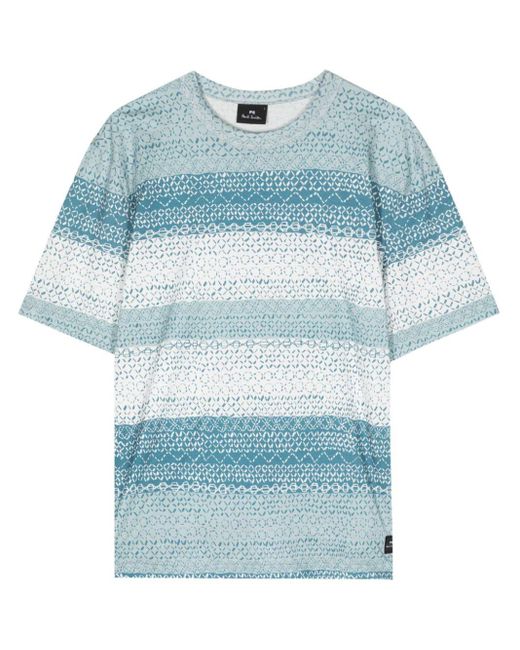 PS by Paul Smith T-Shirt aus Bio-Baumwolle mit Sun Stitch-Print in Blue für Herren