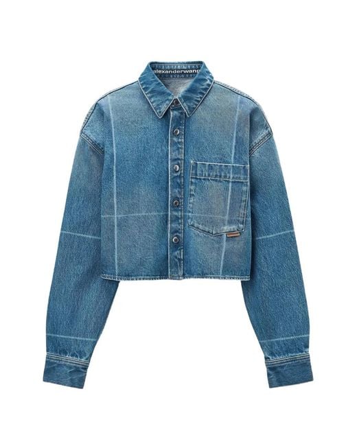 Alexander Wang Blue Cropped Button-Down Shirt