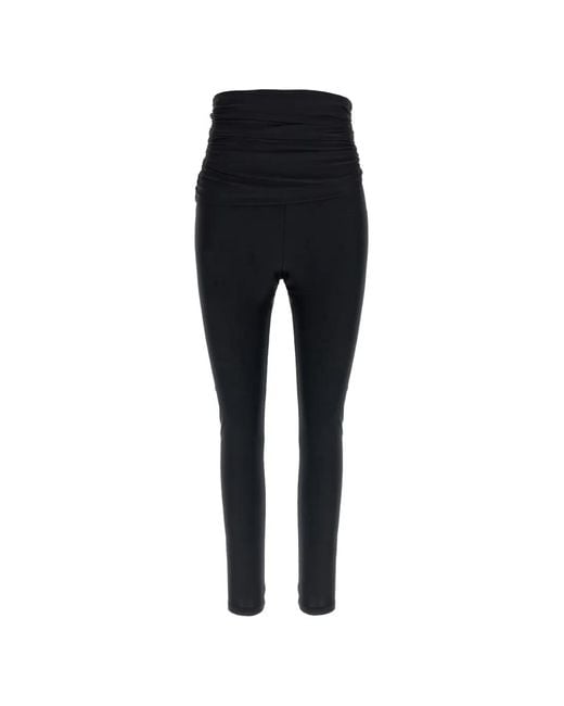 ANDAMANE Black Shiny Draped Leggings