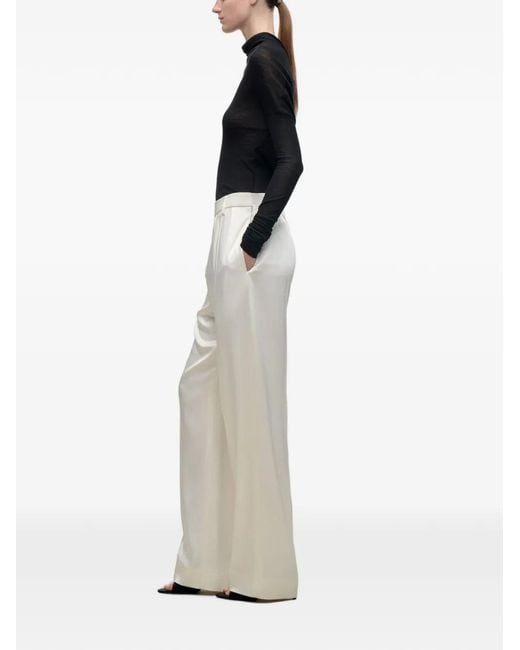 Victoria Beckham White Relaxed Curved-Leg Trousers