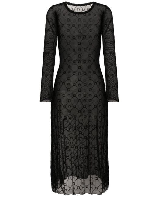 Robe longue à motif monogrammé MARINE SERRE en coloris Black
