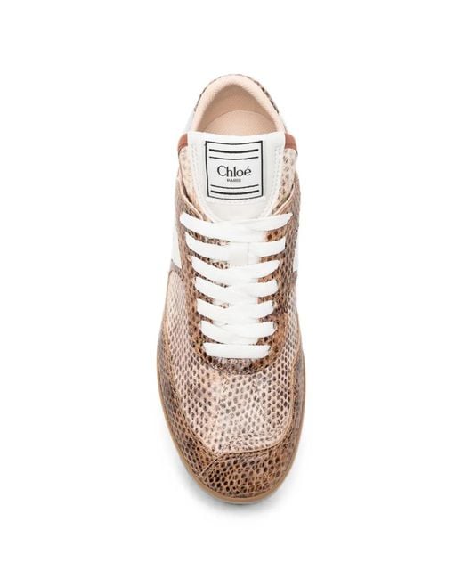 Chloé Pink Kick Snakeskin-Effect Sneakers