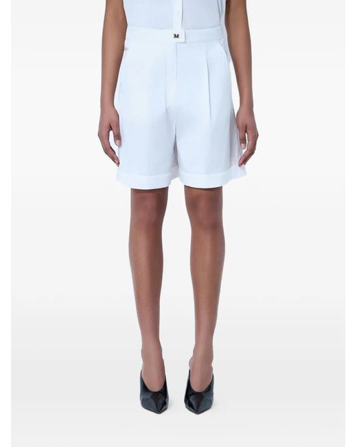 Max Mara White Pleated Tailored Shorts