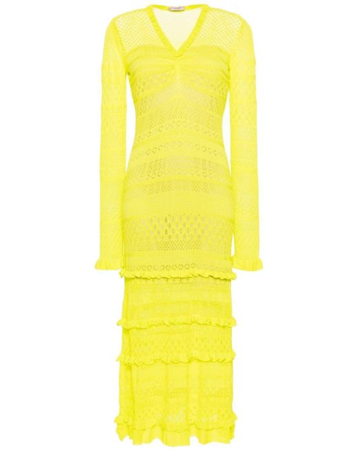 Twin Set Opengebreide Maxi-jurk in het Yellow