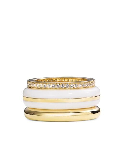 BY PARIAH Natural 14Ct Diamond And Agate Stacking Rings