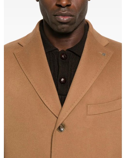 Tagliatore Brown Tailored Coat With Sharp Lapels for men