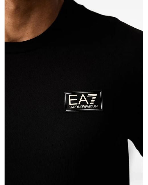 EA7 Black Logo-Patch T-Shirt for men