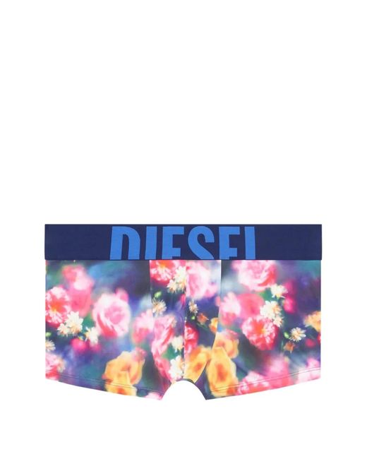 DIESEL Blue Floral-Print Boxer for men