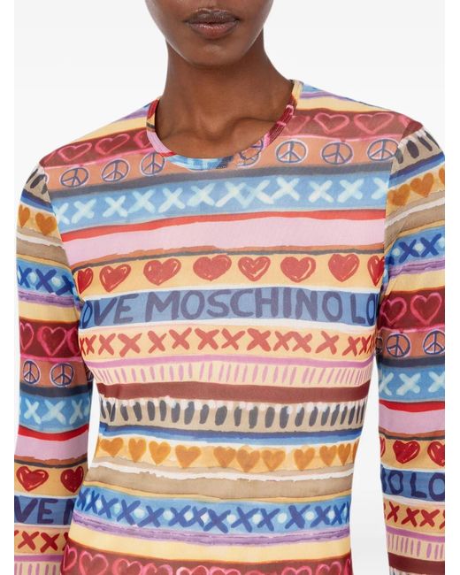 Love Moschino White Printed Mesh Dress