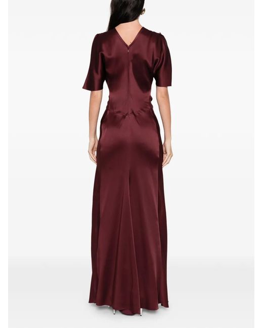 Robe Longue À Taille Froncée Victoria Beckham en coloris Red