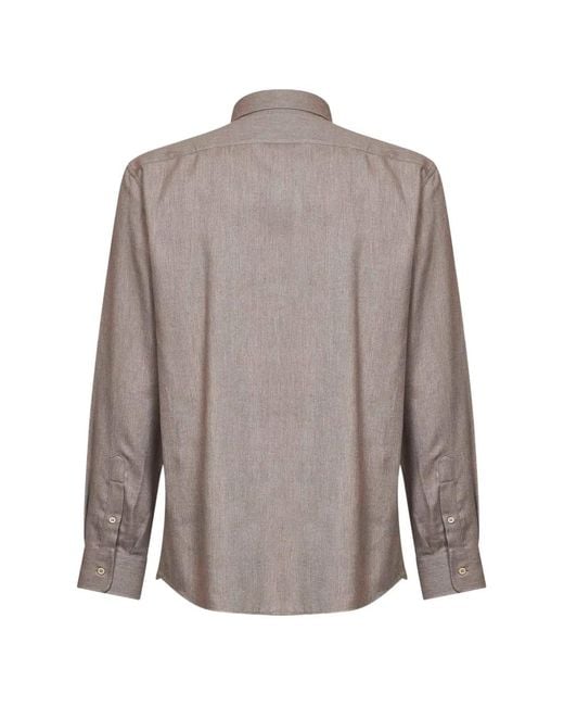 Brunello Cucinelli Gray Spread-Collar Button-Down Shirt for men