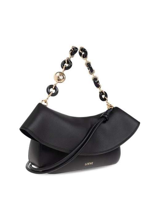 Loewe Black Leather Shoulder Bag