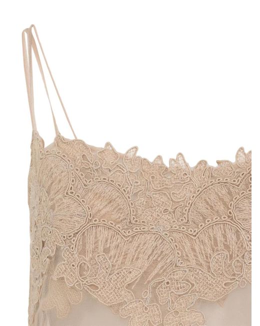 Ermanno Scervino Natural Floral Slip Mini Dress